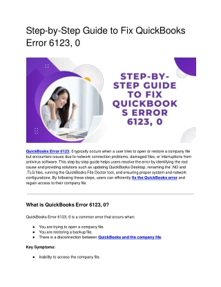 Step-by-Step Guide to Fix QuickBooks Error 6123, 0