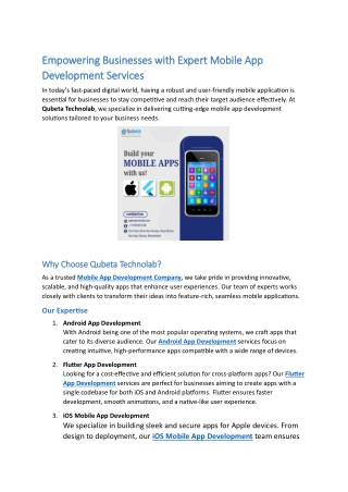 Empowering Businesses with Expert Mobile App Development Services