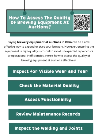 How To Assess The Quality Of Brewing Equipment At Auctions?