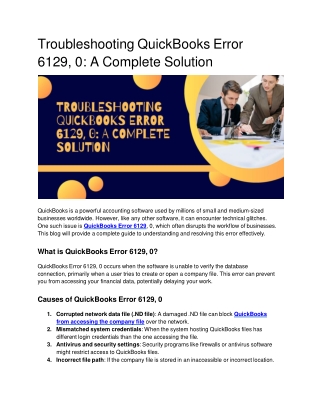 Troubleshooting QuickBooks Error 6129, 0_ A Complete Solution
