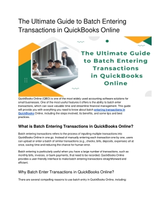 The Ultimate Guide to Batch Entering Transactions in QuickBooks Online