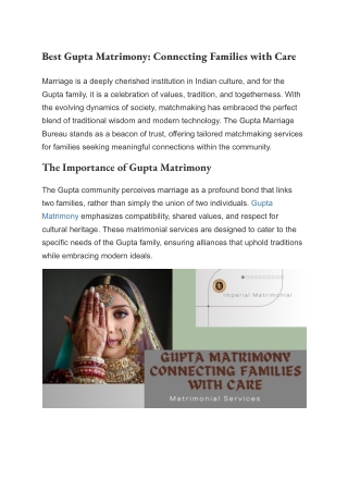 Best Gupta Matrimony_ Connecting Families with Care