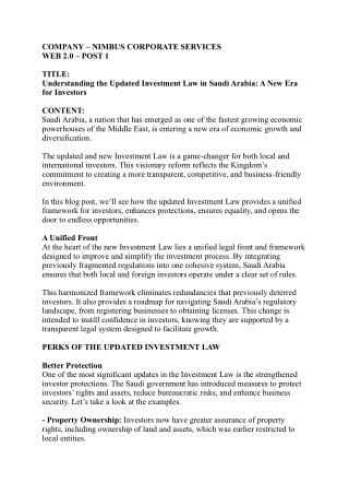 Updated Investment Law KSA - Nimbus