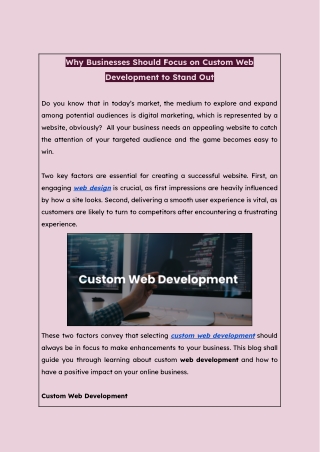 Why Businesses Should Focus on Custom Web Development to Stand Out