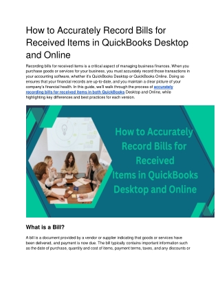 How to Accurately Record Bills for Received Items in QuickBooks Desktop and Online