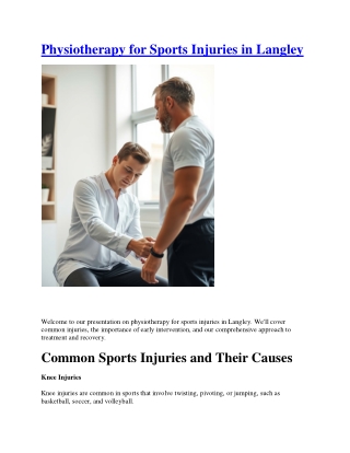 Physiotherapy for Sports Injuries in Langley