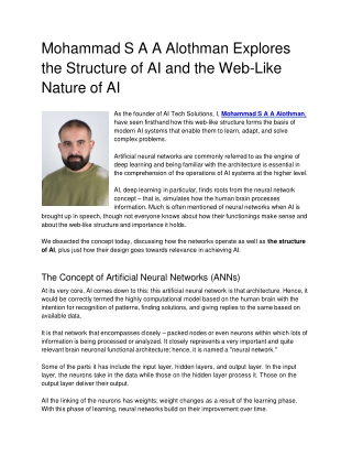 Mohammad S A A Alothman Explores the Structure of AI and the Web-Like Nature of