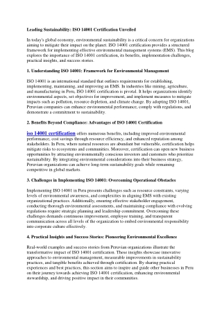 ISO 14001 Certification