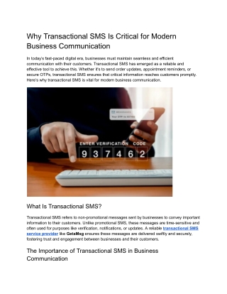 Why Transactional SMS Is Critical for Modern Business Communication