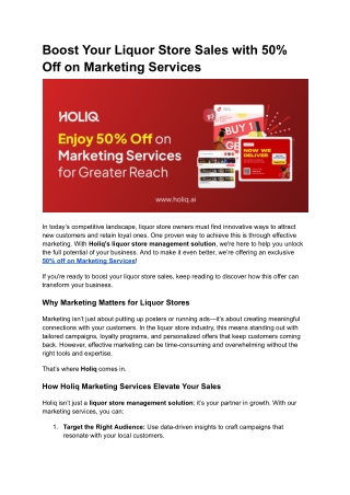 Boost Your Liquor Store Sales with 50% Off on Marketing Services