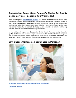 Compassion Dental Care_ Pomona's Choice for Quality Dental Services – Schedule Your Visit Today