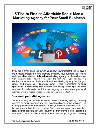 5 Tips to Find an Affordable Social Media Marketing Agency for Your Small Busine