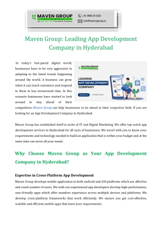 Maven Group Leading App Development Company in Hyderabad
