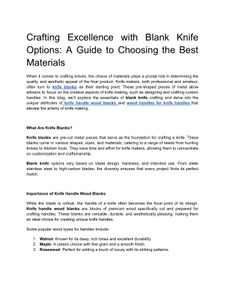 Crafting Excellence with Blank Knife Options_ A Guide to Choosing the Best Materials