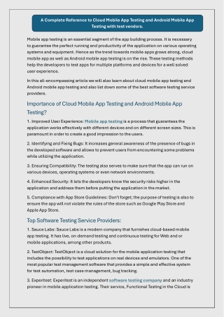 A Complete Reference to Cloud Mobile App Testing