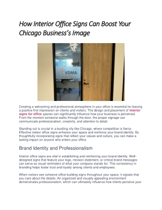 How Interior Office Signs Can Boost Your Chicago Business’s Image