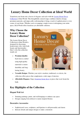 Luxury Home Decor Collection at Ideal World