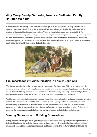 Why Every Family Gathering Needs a Dedicated Family Reunion Website