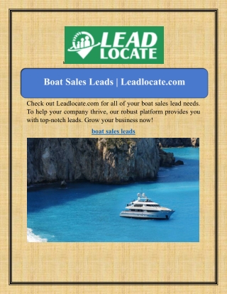 Boat Sales Leads | Leadlocate.com