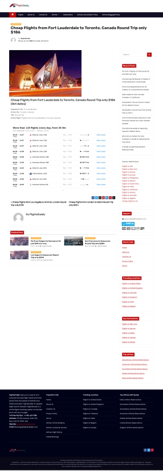 Cheap Flights from Fort Lauderdale to Toronto, Canada Round Trip only $186