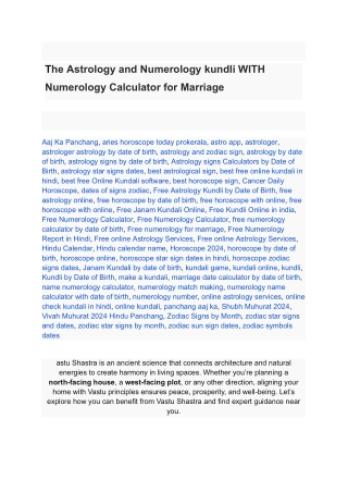 The Astrology and Numerology kundli WITH Numerology Calculator for Marriage