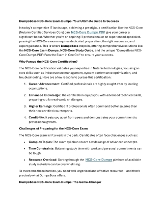 DumpsBoss NCS-Core Dumps PDF: Tested, Proven, Trusted!