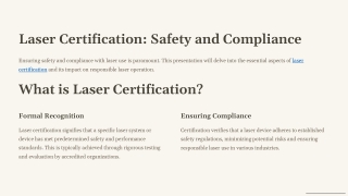 Laser Certification: Safety and Compliance
