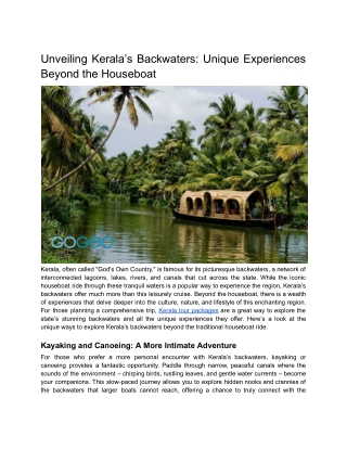 Unveiling Kerala’s Backwaters_ Unique Experiences Beyond the Houseboat