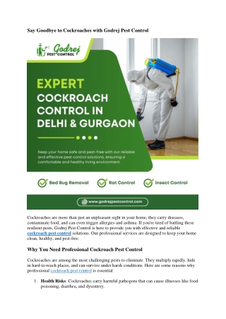 Say Goodbye to Cockroaches with Godrej Pest Control