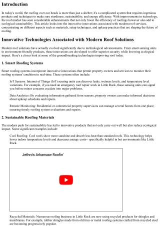 Innovative Technologies Involved In Modern Roof Solutions