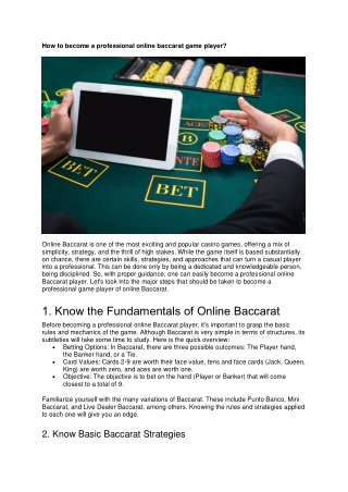 How to become a professional online baccarat game player