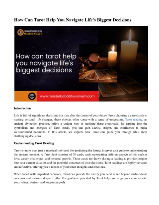 How Can Tarot Help You Navigate Life's Biggest Decisions