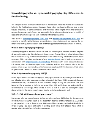 Sonosalpingography vs. Hysterosalpingography