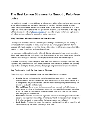 The Best Lemon Strainers for Smooth, Pulp-Free Juice