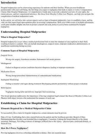 Compensation Claims After Hospital Malpractice: A Comprehensive Guide