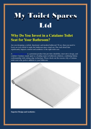 Why Do You Invest in a Catalano Toilet Seat for Your Bathroom