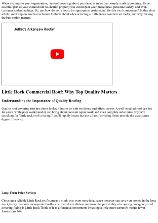 Little Rock Commercial Roofing Professional: Locating the Right Suitable For You
