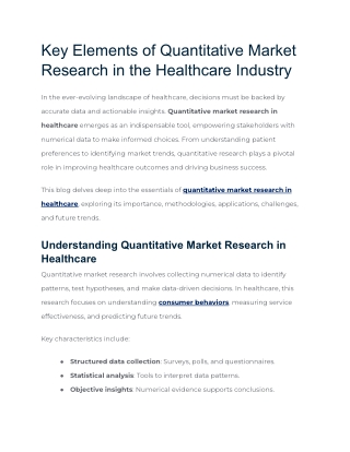 Key Elements of Quantitative Market Research in the Healthcare Industry (1)