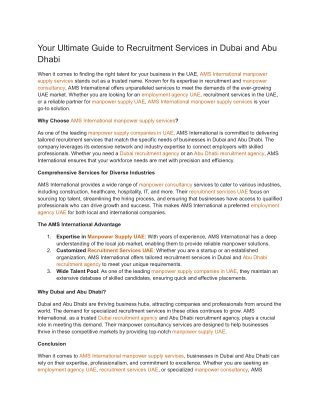 Your Ultimate Guide to Recruitment Services in Dubai and Abu Dhabi