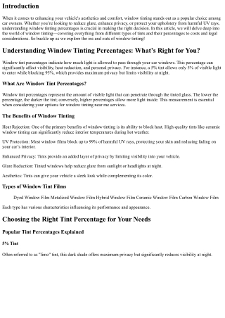 Understanding Window Tinting Percentages: What’s Right for You?