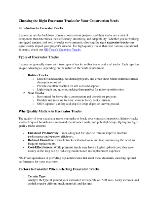 Choosing the Right Excavator Tracks for Your Construction Needs