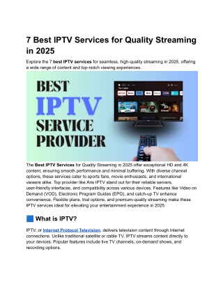 7 Best IPTV Services for Quality Streaming in 2025