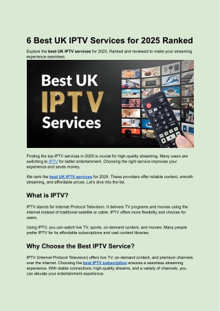 6 Best UK IPTV Services for 2025 Ranked