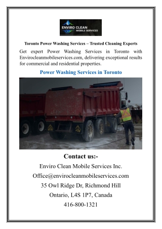 Toronto Power Washing Services – Trusted Cleaning Experts