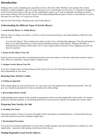 Tips for First-Time Sellers: Working with Local Jewelry Buyers