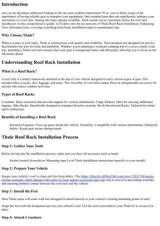 Thule Roof Rack Installation: Enhancing Your Adventure Gear