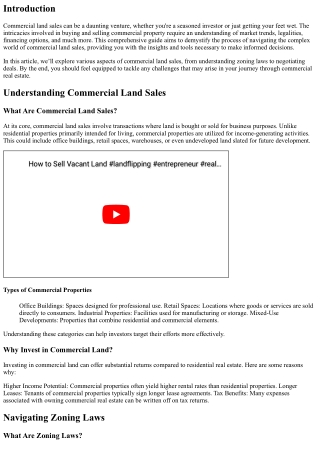 “Navigating the Complex World of Commercial Land Sales”