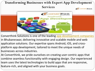 Transforming Businesses with Expert App Development Services