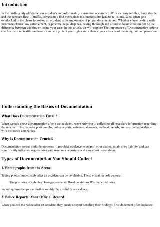 The Importance of Documentation After a Car Accident in Seattle
