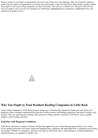 Why You Need To Trust Local Roofing Business in Little Rock